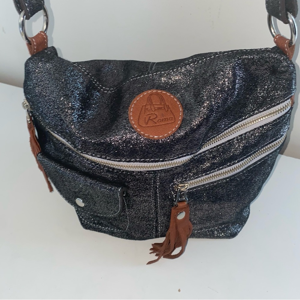 ROME - ARGENTINE BRAND - METALIC LEATHER CROSSBODY BAG
